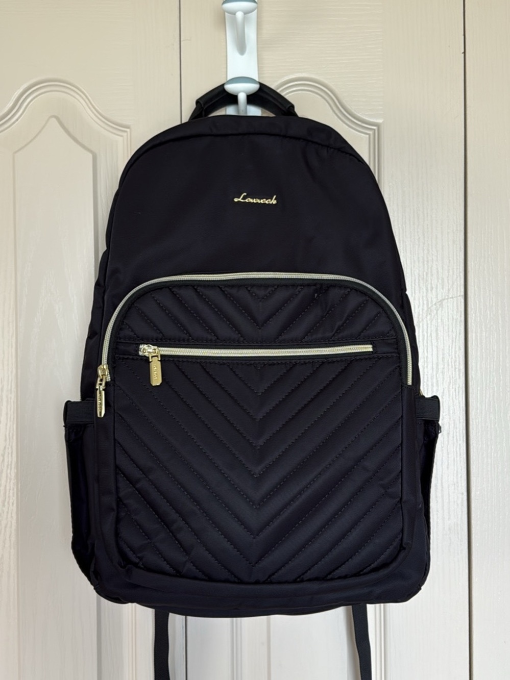 Loungefly Black Quilted Men's Backpack with Gold Accents